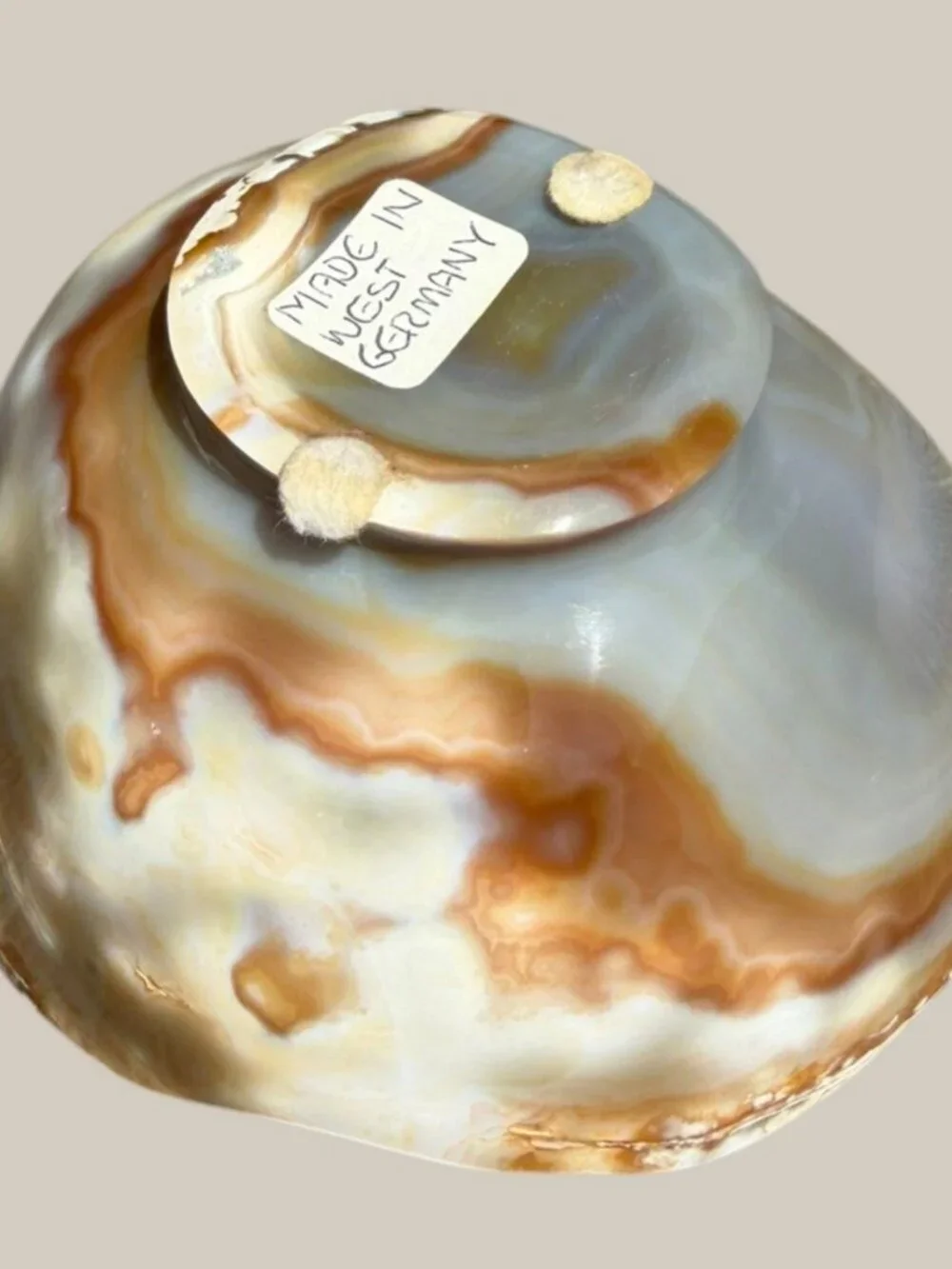 Vintage West Germany Banded Agate Stone Bowl 4.5